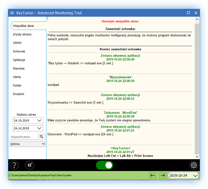 Keylogger.pl – program do monitorowania aktywności na komputerze